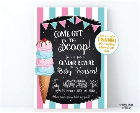 Ice Cream Gender Reveal Invite Ice Cream Party Invitation Here S The