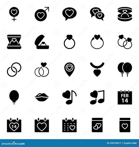 Glyph Icons For Love And Valentine Stock Vector Illustration Of