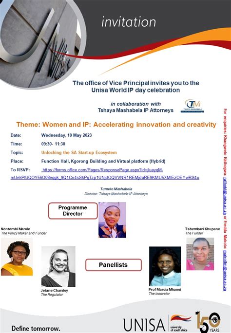 Invitation To The Unisa World IP Day Celebration