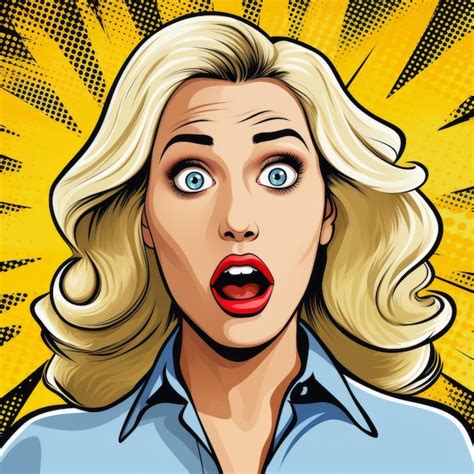 Premium Photo Blonde Woman Pop Art Illustration Comic Book Style Surprise