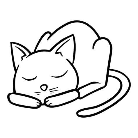 Premium Vector Hand Drawn Sleeping Cat Vector Illustration