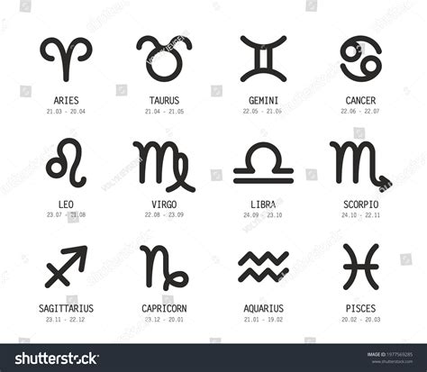 Set Astrological Zodiac Symbols Horoscope Zodiac Stock Vector Royalty