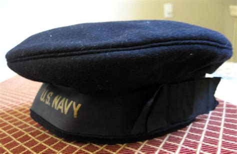 Vintage Us Navy Wool Flat Hat