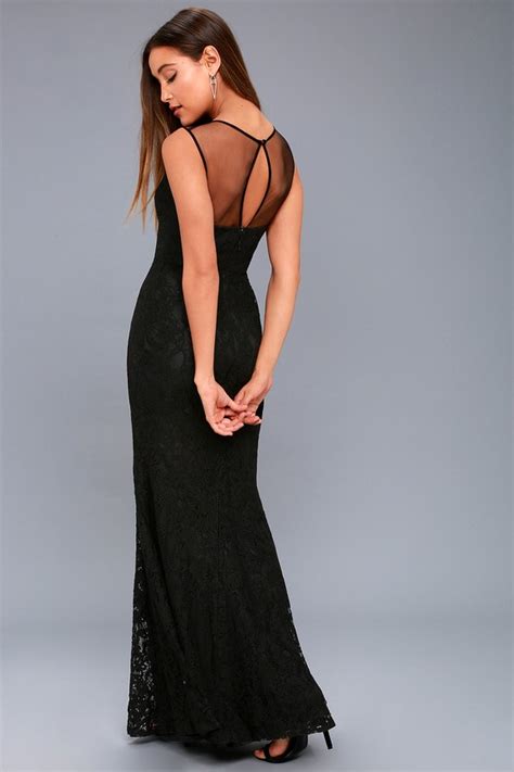 Sexy Black Lace Dress Lace Maxi Dress Plunge Maxi Dress Lulus