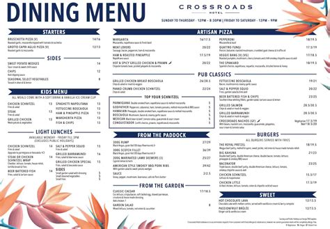 Menu at Crossroads Hotel pub & bar, Casula