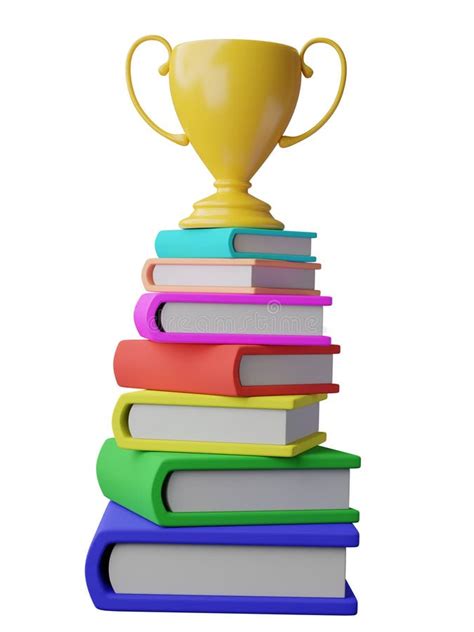 Pile Of Books With Trophy Stock Illustration Illustration Of Blue