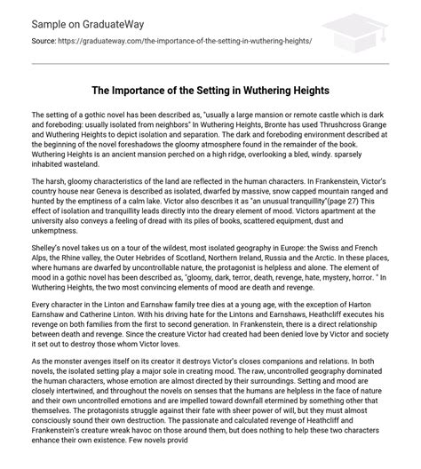 ⇉The Importance of the Setting in Wuthering Heights Analysis Essay ...