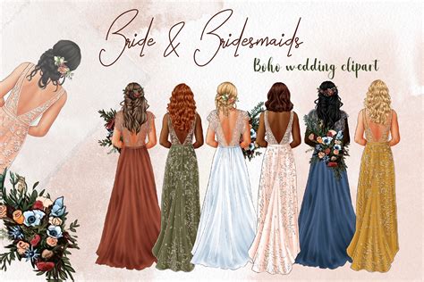 Bride And Bridesmaids Wedding Clipart Graphic By Arte De Catrin