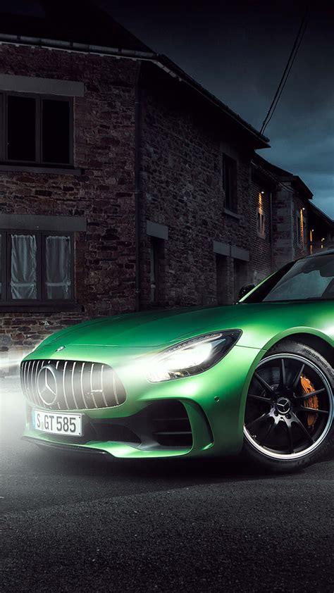 Download Green Mercedes Amg Gt R With Night Street Background