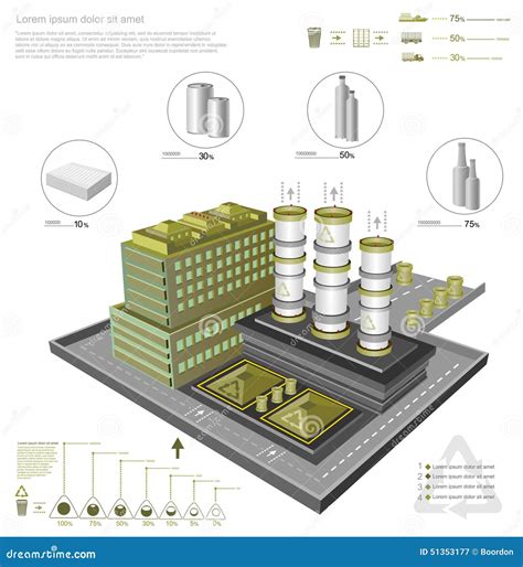 Recycling Factory Building Stock Vector Illustration Of Infographic 51353177