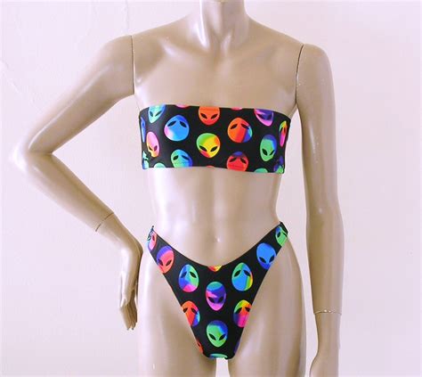 S S Thong Bikini Bottom With High Leg And Strapless Etsy