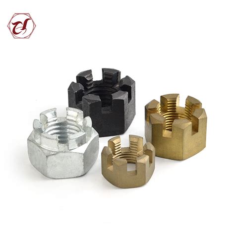 Customized Carbon Steel Hex Slottes Nuts Zinc Plated Hexagon Castle