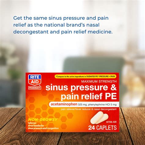 Rite Aid Sinus Pressure And Pain Reliever Pe Non Drowsy 24 Tablets