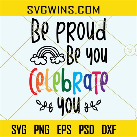 Be proud be you Celebrate you svg, Boho rainbow clipart svg, Rainbow ...