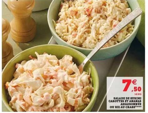 Promo Salade De Surimi Carottes Et Ananas Assaisonnée Ou Riz Au Crabe