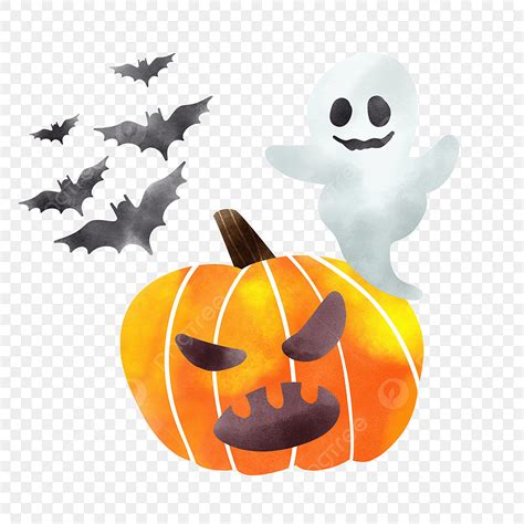 Pumpkin Ghost White Transparent Watercolor Halloween Pumpkin Ghosts