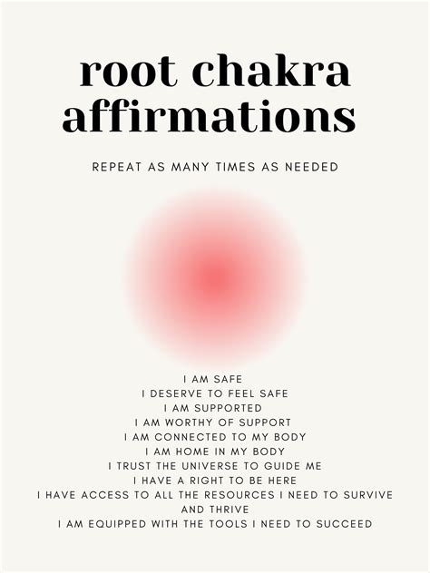 Root Chakra Affirmation Digital Download Pdf Chakra Guide Etsy