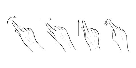 índice dedo gestos con flechas para teléfono inteligente o tableta con