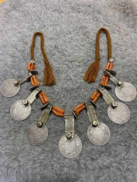 Antique Berber Necklace From Morocco Old Moroccan Silver Coins Necklace