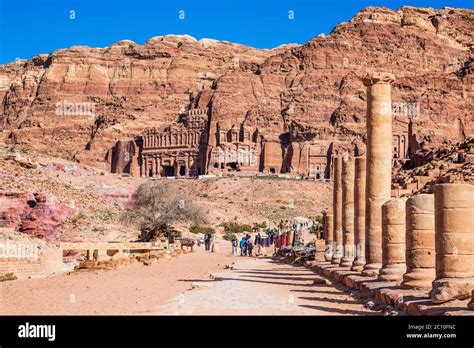 Petra Jordan The Royal Tombs And Columns Of The Great Temple At The