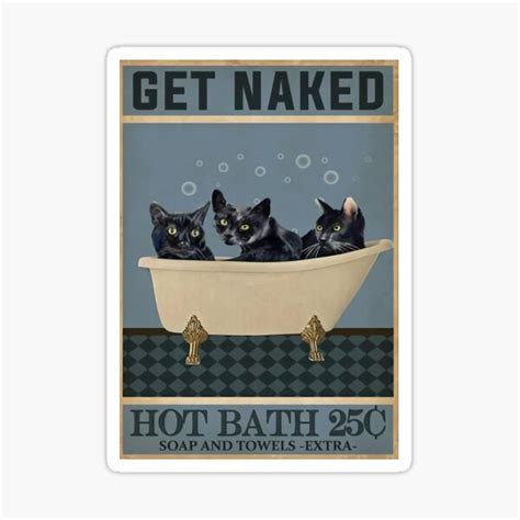 Black Cat Get Naked Hot Bath Sticker For Sale By Crtney Redbubble