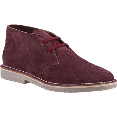 Hush Puppies Samuel Classic 2 Hole Suede Desert Boots Wine Adaptor Clothing