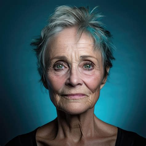 Premium Photo Elderly Woman With Grey Hair And Blue Eyes