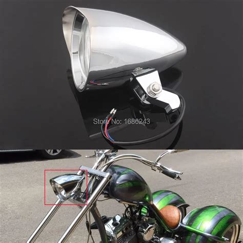 Motorcycle Chrome Aluminum Visor Bullet Headlight Lamp Fits For