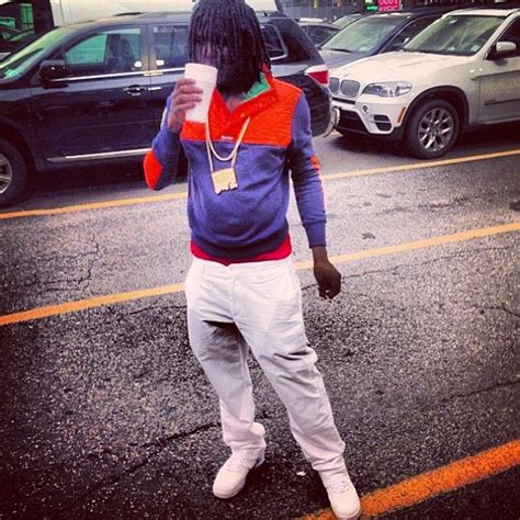 Chief Keef Wearing Polo Ralph Lauren Orange Navy Mock Neck Sweater With