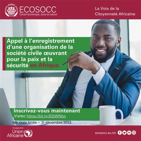 Appel à Enregistrement D Ecosocc 2024 Pour Ong En Afrique