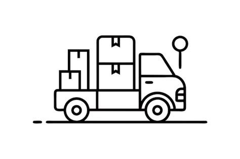 Black And White Delivery Truck Icon With Packages Premium Ai