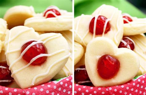 Valentines Maraschino Cherry Shortbread Cookies