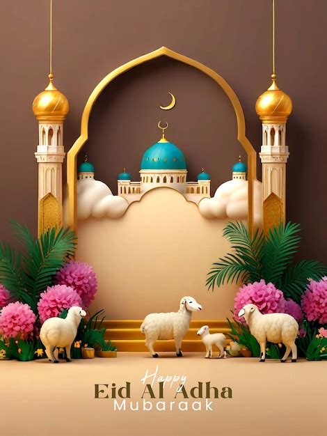 Premium Psd Eid Al Adha Holiday Poster With Islamic Decoration