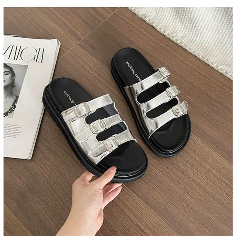 Dép Sandal Quai Ngang Đai Khuy Đế Dày Dép Nữ Đi Biển Hot Tiệm Nhà KAO Shopee Việt Nam