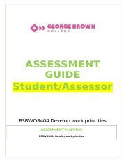 BSBWOR404 Assessment Guide V1 Student Docx ASSESSMENT GUIDE Student