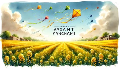 Premium Photo Watercolor Style Image With Flying Kites Over Yellow