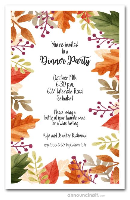 Beautiful Autumn Leaves Fall Party Invitations