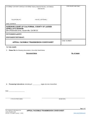 Fillable Online Appeal Facsimile Transmission Cover Sheet LSC APL 100