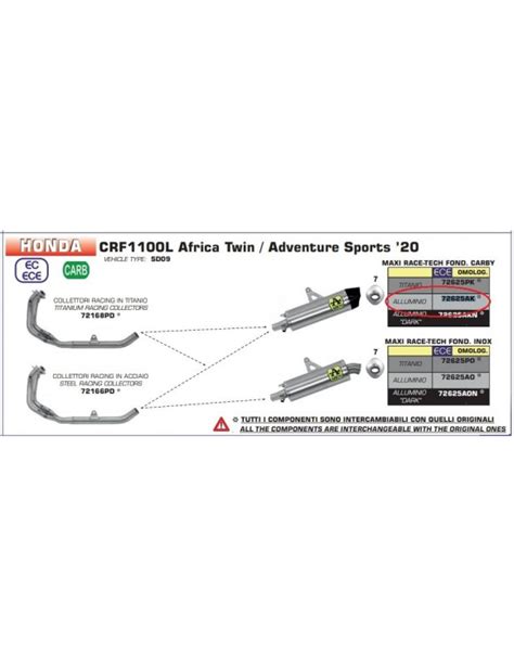 Scarico Omologato Arrow Maxi Race Tech 72625ak Honda Crf1100l Africa