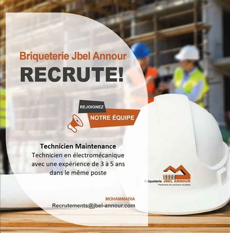 Jbel Annour Recrute Des Techniciens Maintenance Dreamjob Ma