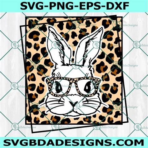 Cute Bunny With Leopard Bandana And Glasses Svg Leopard Print Svg