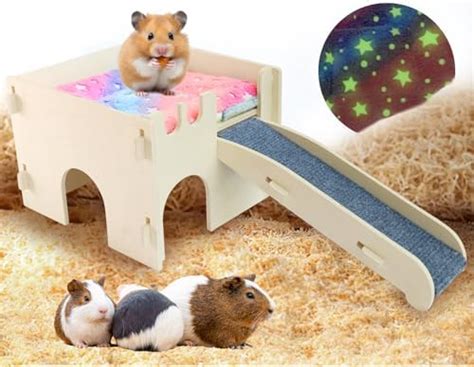 Mesixi Guinea Pig Cage Castle Wooden Guinea Pig Hideout