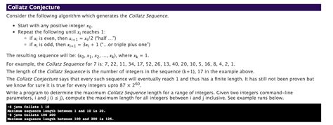 Solved Collatz Conjecture Consider the following algorithm | Chegg.com