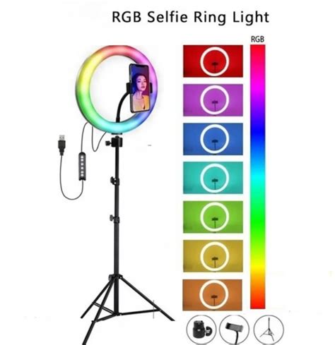 Aro De Luz Pulgadas Cm Led Rgb Colores Maquillaje Codisur