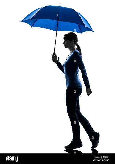 Silhouette Woman Umbrella Hi Res Stock Photography And Images Alamy