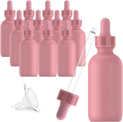 Seafulee 1 3 Oz Pink Coated Glass Dropper Bottles 10ml With Glass Eye Dropper Uv