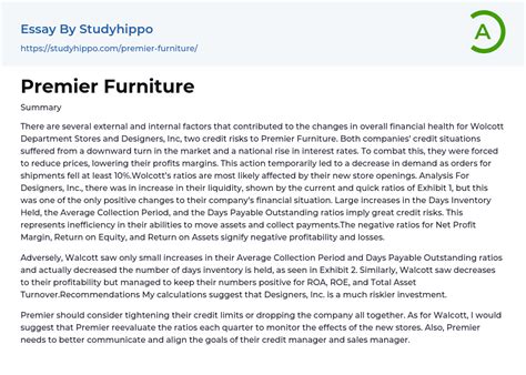 Premier Furniture Essay Example Studyhippo