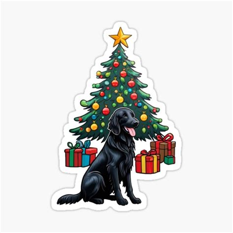 Flat Coated Retriever Christmas Time Sticker For Sale By Tchilipepper