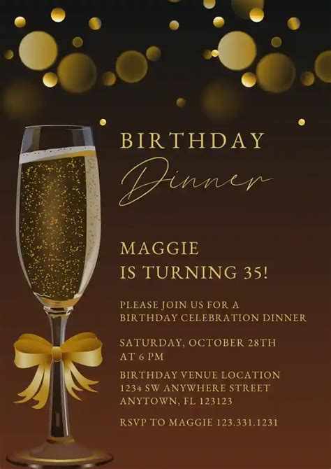 Gold Glitter Free Adults Birthday Invitation Templates Invitanku