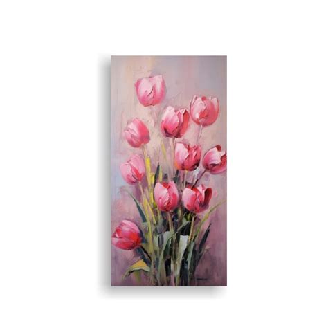 Cuadro Decorativo De Tulipanes Rosados Al Estilo De Pinturas Elegantes